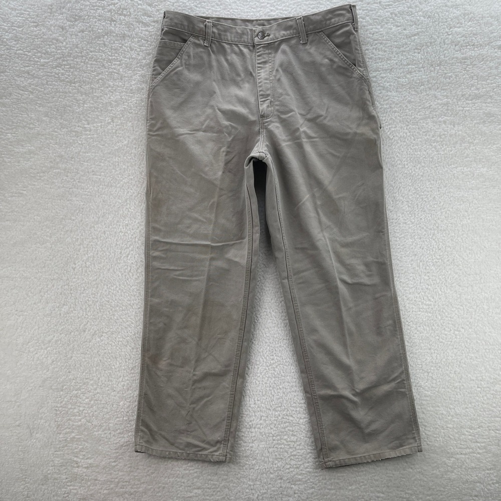 Carhartt Pants Mens 38x32 Tan Khaki B11 DES Washed Duck Utility Workwear Outdoor